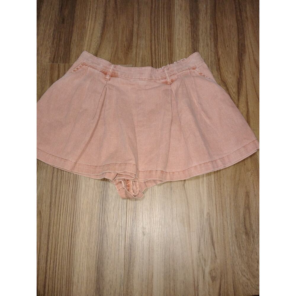 Bdg Mini Pleated Skort Size SMALL Red washed-out 55%Linen 45%cotton